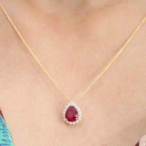 2.20 ct Lab Grown Diamond Solitaire With Accents Pendant With Chain