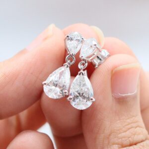 4 ct Pear Cut Lab Grown Diamond Drop Dangle Earrings