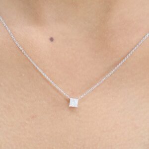1 ct Princess Cut Lab Grown Diamond Solitaire Pendant with Chain