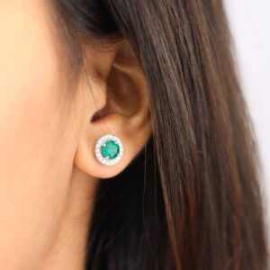 2.18 ct Lab Grown Solitaire With Accented Stud Diamond Earing