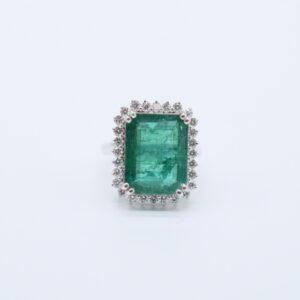11.79 ct Lab Grown Emerald & Diamond Ring