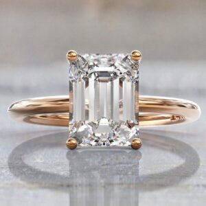 2.5 ct Emerald Cut Lab Grown Solitaire Diamond Ring