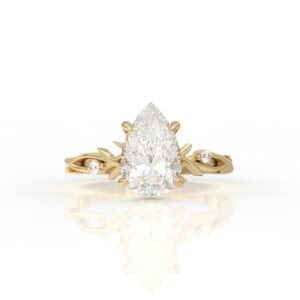 2.10 ct Pear Cut Lab Grown Diamond Accented Solitaire Ring