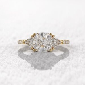 3.50 ct Cushion Cut Lab Grown Solitaire with Accented Diamond Ring