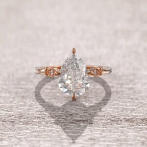 2.5 ct Pear Cut Lab Grown Solitaire with Accented Diamond Ring