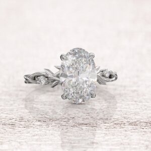 2.50 ct Oval Cut Lab Grown Solitaire with Accented Diamond Ring
