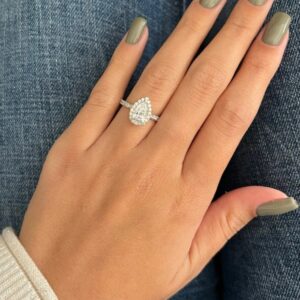 2.40 ct Pear Cut Lab Grown Diamond Accented Solitaire Ring