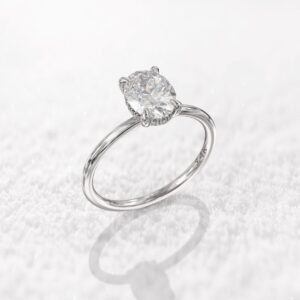 1.65 ct Oval Cut Lab Grown Solitaire with Accented Diamond