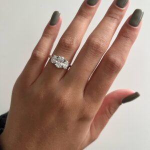 2.40 ct Oval Cut Lab Grown Diamond Accented Solitaire Ring