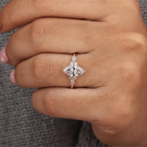 2 ct Marquise Cut Lab Grown Diamond Accented Solitaire Ring